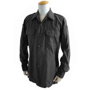 ドイツ軍放出 BW フィールドシャツ・後染め JS001ND ブラック ＧＲ．3（Ｌ）【デットストック】