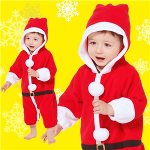 【クリスマスコスプレ 衣装】サンタカバーオール 子供80