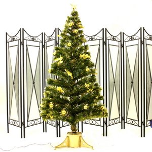 【クリスマス】150cm光ファイバーツリー(クリスマスツリー 金色装飾/金色葉) T403-150