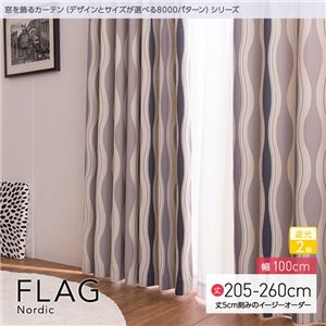 窓を飾るカーテン（デザインとサイズが選べる8000パターン）北欧デザイン FLAG（フラッグ） 遮光2級 （MZ） 幅100cm×丈255cm（2枚組） ブラウン