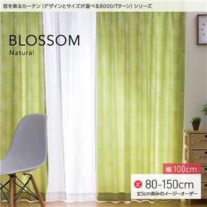 窓を飾るカーテン（デザインとサイズが選べる8000パターン）ナチュラル BLOSSOM（ブロッサム） 遮光2級 （MZ） 幅100cm×丈125cm（2枚組） グリーン