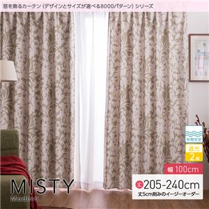窓を飾るカーテン（デザインとサイズが選べる8000パターン）モダン MISTY（ミスティ） 遮光2級 形態安定 （AL） 幅100cm×丈210cm（2枚組） ベージュ