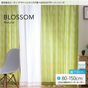 窓を飾るカーテン（デザインとサイズが選べる8000パターン）ナチュラル BLOSSOM（ブロッサム） 遮光2級 形態安定 （MZ） 幅150cm×丈120cm（2枚組） ブルー