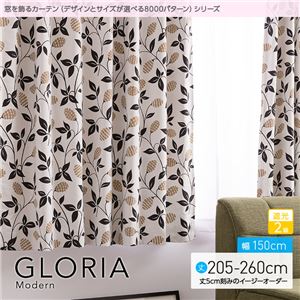 窓を飾るカーテン（デザインとサイズが選べる8000パターン）モダン GLORIA（グロリア） 遮光2級 （AL） 幅150cm×丈250cm（2枚組） ブラック