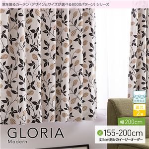 窓を飾るカーテン（デザインとサイズが選べる8000パターン）モダン GLORIA（グロリア） 遮光2級 形態安定 （AL） 幅200cm×丈185cm（1枚） ブラック